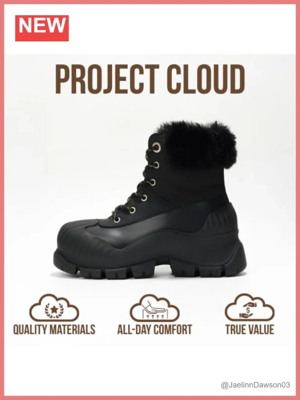 Women's Waterproof Leather Platform Wedge Snow Boots Memory Foam Fur Lined